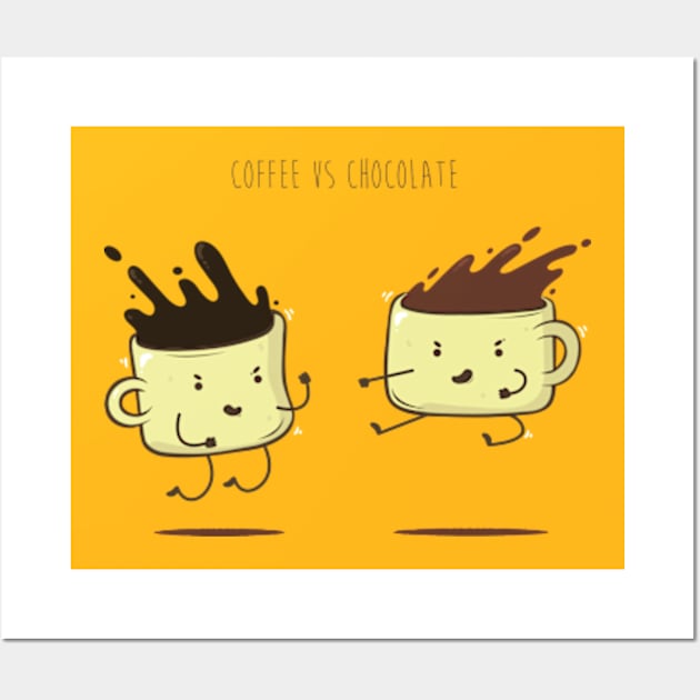 Coffee vs chocolate Wall Art by Baxtr